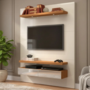 Ver imagem 1 de Painel para TV até 55 Polegadas com LED MDF 140cmx180cm . Espelho 2 Gavetas Off White Freijó