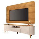 Ver imagem 1 de Rack Bancada Elara Off White Cinamomo com Painel Armony Cinamomo - Hb Móveis