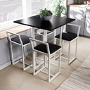 Ver imagem 1 de Conjunto Mesa Preta 4 Cadeiras Pequena Estofado Industrial White
