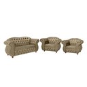Ver imagem 1 de Conjunto Chesterfield Merlo Namoradeira c/ 2 Poltronas - Corano Bege / decoração, recepção, sala tv