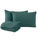 Ver imagem 1 de Kit Cobre Leito Colcha Lunar Casal 3 Peças 400 Fios Matelado Dupla Face - Verde - 100% Poliéster