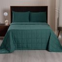 Ver imagem 2 de Kit Cobre Leito Colcha Lunar Casal 3 Peças 400 Fios Matelado Dupla Face - Verde - 100% Poliéster