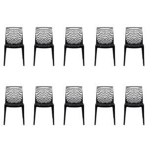 10 Cadeiras de Jantar Empilhável Gruvyer Preta