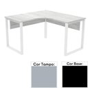 Ver imagem 1 de Mesa de Escritório em L Pé Tubular Pe25 em MDP 125 x 125 x 60cm Cinza com Base Preta