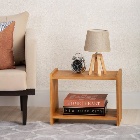 Mesa de Cabeceira Multiuso Natural & Colors 2 Prateleiras