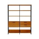 Ver imagem 3 de Estante de Livros Industrial 100% MDF 144CMX185CM 1 Porta 2 Gavetas Marrom/Freijó/Preto