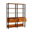 Ver imagem 2 de Estante de Livros Industrial 100% MDF 144CMX185CM 1 Porta 2 Gavetas Marrom/Freijó/Preto