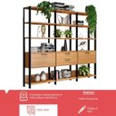 Ver imagem 5 de Estante Industrial 2 Portas 2 Gavetas 100% MDF 216cm Marrom/Freijó/Preto
