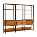 Ver imagem 4 de Estante Industrial 2 Portas 2 Gavetas 100% MDF 216cm Marrom/Freijó/Preto