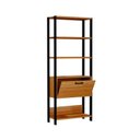 Ver imagem 2 de Estante de Livros 100% MDF 73CMX185CM 1 Porta E95 Marrom/Freijó/Preto Fosco