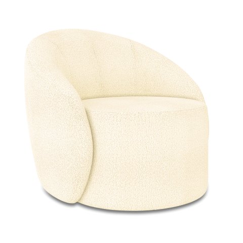 Poltrona Decorativa Orgânica Giratória Lua Bouclê Bege D03 - D’Rossi