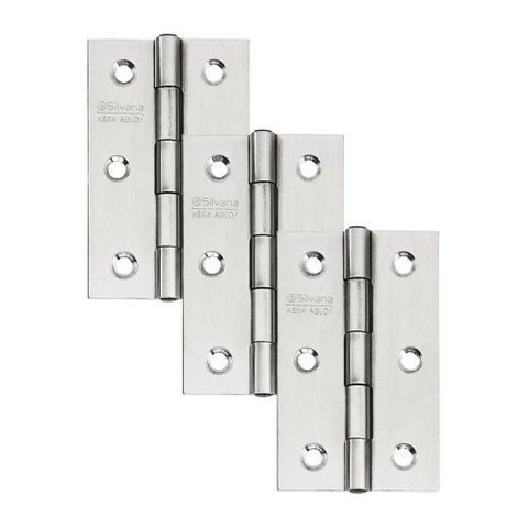 Dobradiça para Porta Silvana 3 Embutir Inox Escovado 3 Peças