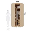 Ver imagem 4 de Guarda Roupa de Canto Mônaco 2 Portas de Bater 3 Gavetas MDF MDP Carvalho-Off White Pérola Luciane