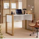 Ver imagem 2 de Mesa Office 5030 Moderno MDF-MDP 107,5cm Branco com Freijo Qmovi