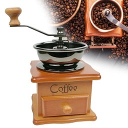 Moedor Café Manual Retrô Madeira Triturador Grãos Manivela - 3