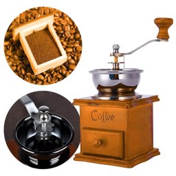 Moedor Café Manual Retrô Madeira Triturador Grãos Manivela - 5