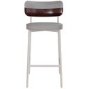 Ver imagem 2 de Kit 02 Banquetas Alta Bar Cozinha Sala de Jantar Aço Branco Kaira C01 Linho Cinza Courino Café -