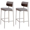 Ver imagem 1 de Kit 02 Banquetas Alta Bar Cozinha Sala de Jantar Aço Branco Kaira C01 Linho Cinza Courino Café -
