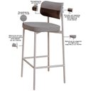 Ver imagem 7 de Kit 02 Banquetas Alta Bar Cozinha Sala de Jantar Aço Branco Kaira C01 Linho Cinza Courino Café -