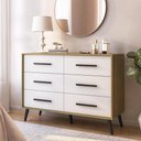 Ver imagem 3 de Cômoda com 6 Gavetas Retrô 120cm Multimóveis CR45363 Mel/Branco