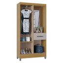 Ver imagem 2 de Guarda Roupa Solteiro Atlas Capelinha 3 Portas Damasco Off White Brilho - Poquema