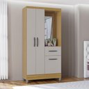 Ver imagem 4 de Guarda Roupa Solteiro Atlas Capelinha 3 Portas Damasco Off White Brilho - Poquema