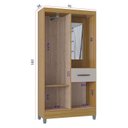 Ver imagem 3 de Guarda Roupa Solteiro Atlas Capelinha 3 Portas Damasco Off White Brilho - Poquema