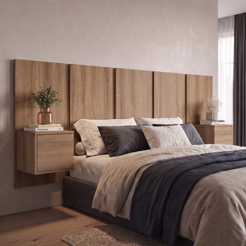 Cabeceira Cama Queen 220cm e Mesas Laterais Ohana Mel A05 - Mpozenato