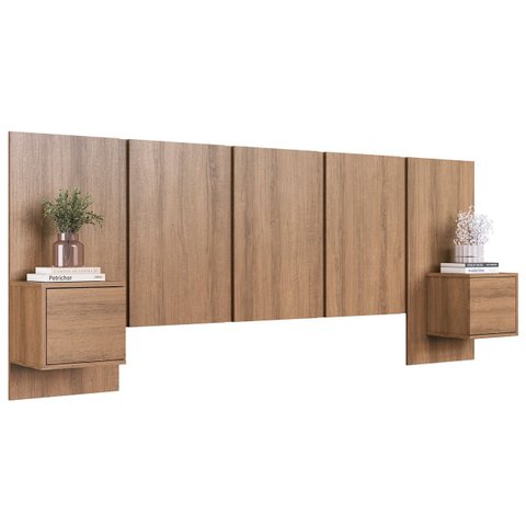 Cabeceira Cama Queen 220cm e Mesas Laterais Ohana Mel A05 - Mpozenato