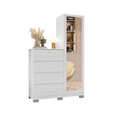 Ver imagem 4 de Cômoda 4 Gavetas com Sapateira e Espelho - Branco