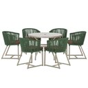 Ver imagem 1 de Mesa com 6 Cadeiras de Jantar Roma 120cm e Noronha em Alumínio Fendi Corda Náutica Estofado 9 Trama