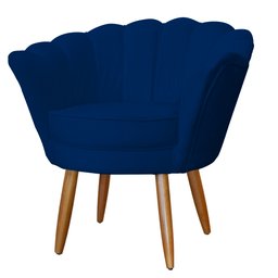 Kit Namoradeira e 2 Poltronas Pétala Decorativa Veludo Azul Marinho - Montanaris Decor - 2