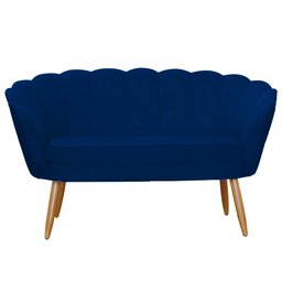 Kit Namoradeira e 2 Poltronas Pétala Decorativa Veludo Azul Marinho - Montanaris Decor - 3