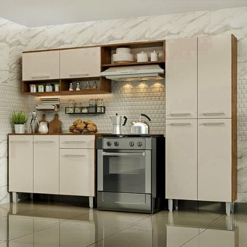 Cozinha Estrela Compacta Espaçosa - Castanho/off White