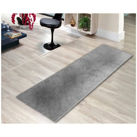 Tapete Passadeira Classic Antiderrapante Shaggy 0,66x3,00 Cinza