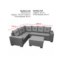 Ver imagem 2 de Sofá de Canto Florença 6 Lugares com Puff e Almofadas Soltas Tecido Linho União Cor Tijolo