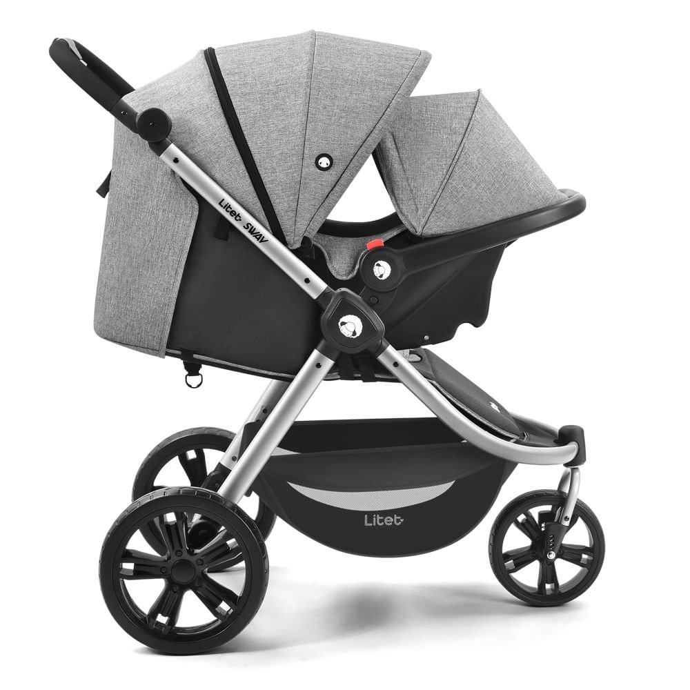 Carrinho Jogger Sway Três Rodas 0-15kgs Preto com Cinza Litet - BB373 BB373 - 13