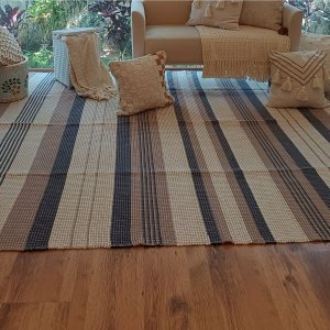 Tapete Tear Artesanal Listrado Azul Nude Sereno 200x250