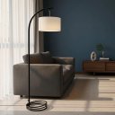 Ver imagem 2 de Luminária de Chão Floripa Abajur de Piso Moderno Metal Cúpula Cilíndrica Tecido Palha:preto/preto