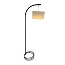 Ver imagem 1 de Luminária de Chão Floripa Abajur de Piso Moderno Metal Cúpula Cilíndrica Tecido Palha:preto/preto