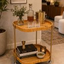 Ver imagem 4 de Carrinho de Chá Bar Cinamomo Orgânico de Madeira e Ferro Dourado