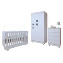 Ver imagem 1 de Quarto de Bebê Completo Guarda Roupa, Mini Cama, Cômoda e Berço MDF Life Tigus Baby