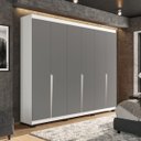 Ver imagem 1 de Roupeiro Casal Porto com 6 Portas 4 Gavetas 242x214cm Branco/Cinza 240825