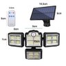 Luminaria Solar Refletor Led 4 Cabeças Sensor Presença Placa Solar 3 Modos Luz Casa Jardim Rua Poten - 11