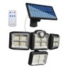 Luminaria Solar Refletor Led 4 Cabeças Sensor Presença Placa Solar 3 Modos Luz Casa Jardim Rua Poten - 1