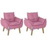 Kit 02 Poltrona Decorativa e Puff Opala Suede Rose Smf Decor - 5