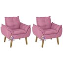 Ver imagem 5 de Kit 02 Poltrona Decorativa e Puff Opala Suede Rose Smf Decor