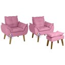 Ver imagem 1 de Kit 02 Poltrona Decorativa e Puff Opala Suede Rose Smf Decor