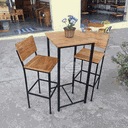 Ver imagem 2 de Conjunto Bistrô com Mesa Quadrada e 2 Banquetas em Madeira de Demolição e Ferro Sudeste Rústico