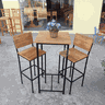 Conjunto Bistrô com Mesa Quadrada e 2 Banquetas em Madeira de Demolição e Ferro Sudeste Rústico - 3
